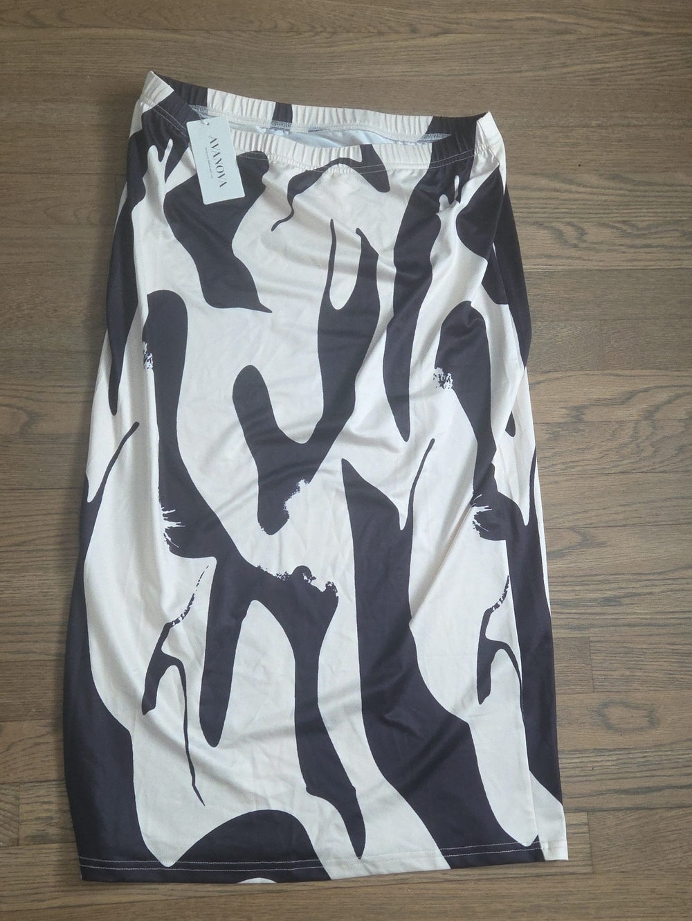 Monochrome Abstract Print Pencil Skirt